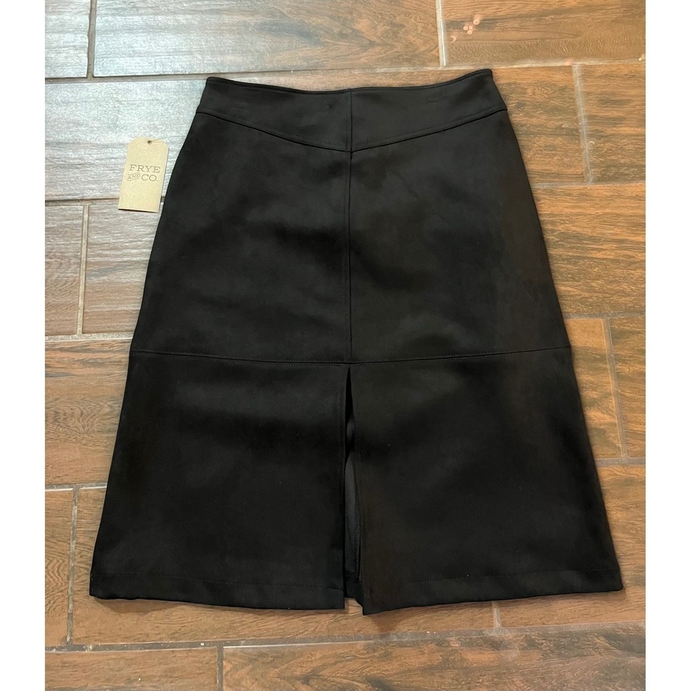 Frye and Co Black Faux Suede Button Front Midi Skirt NWT 110041579 Size Medium - Picture 2 of 8